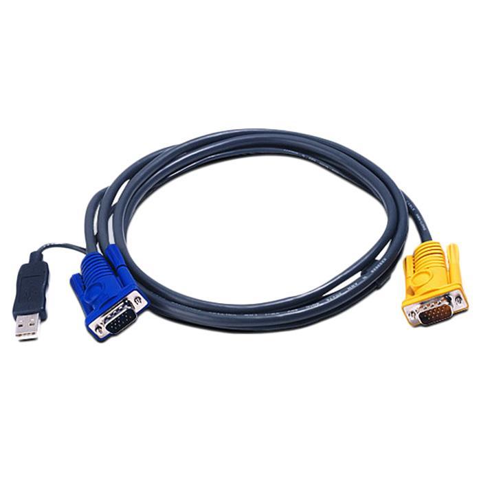 ATEN 2L-5203UP 3m USB KVMケーブル (3 in 1 SPHD コネクター& PS/2→USB変換機能付属)