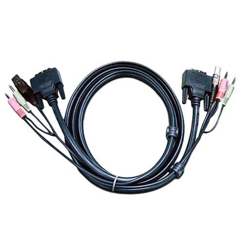 ATEN 1.8m DVI-Dシングルリンク KVMケーブル 2L-7D02V 1.8m USB &frasl; デュアルリンクDVI-D &frasl; オーディオ &frasl; マイク 一体型KVM PC
