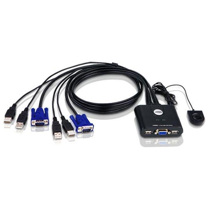 ATEN 2ポート USB ケーブルKVMスイッチ(ワイヤードリモコン付属) - 業務用撮影・映像・音響・ドローン専門店