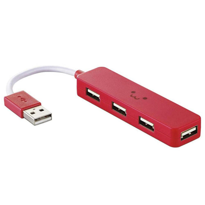 ELECOM U2H-SN4NBF1RD USB2.0ハブ(コンパクトタイプ/レッド)