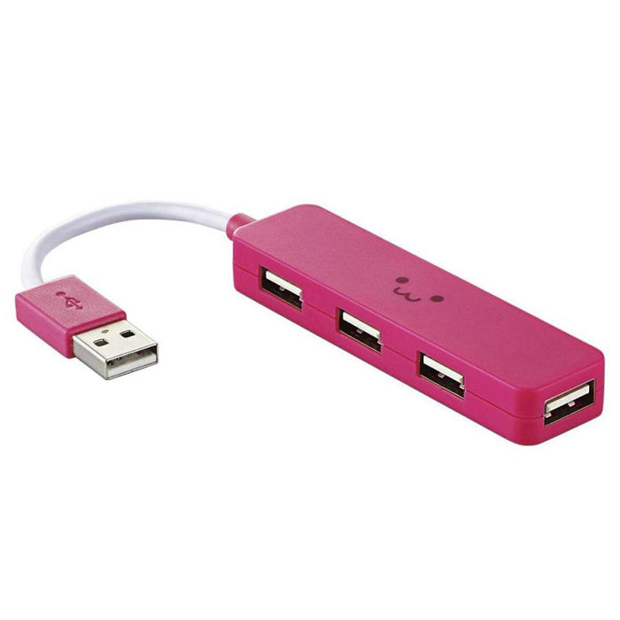 ELECOM U2H-SN4NBF4PN USB2.0ハブ(コンパクトタイプ/ピンク)