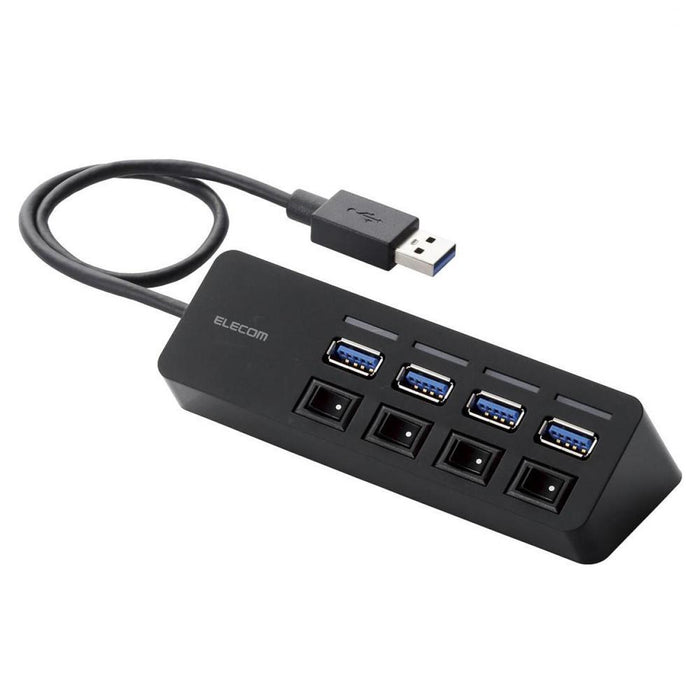 ELECOM U3H-S418BBK 4ポートUSB3.0ハブ(マグネット/個別スイッチタイプ)
