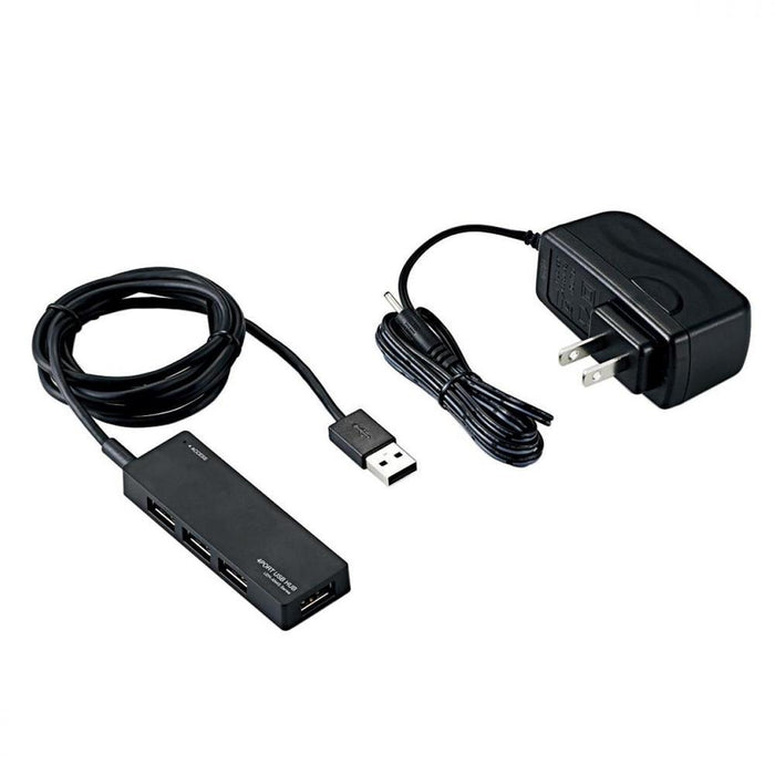 ELECOM U2H-AN4SBK USB2.0ハブ(ACアダプタ付/ブラック)