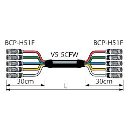 CANARE 5VS03-5CFWH 3M BLK BNCマルチケーブル BNC（オス）×5- BNC（オス）×5 3m 黒