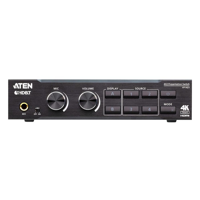ATEN VP1421 4入力2出力プレゼンマトリックススイッチャー（4K60p、スケーリング、DSP、HDBaseT-Lite対応）