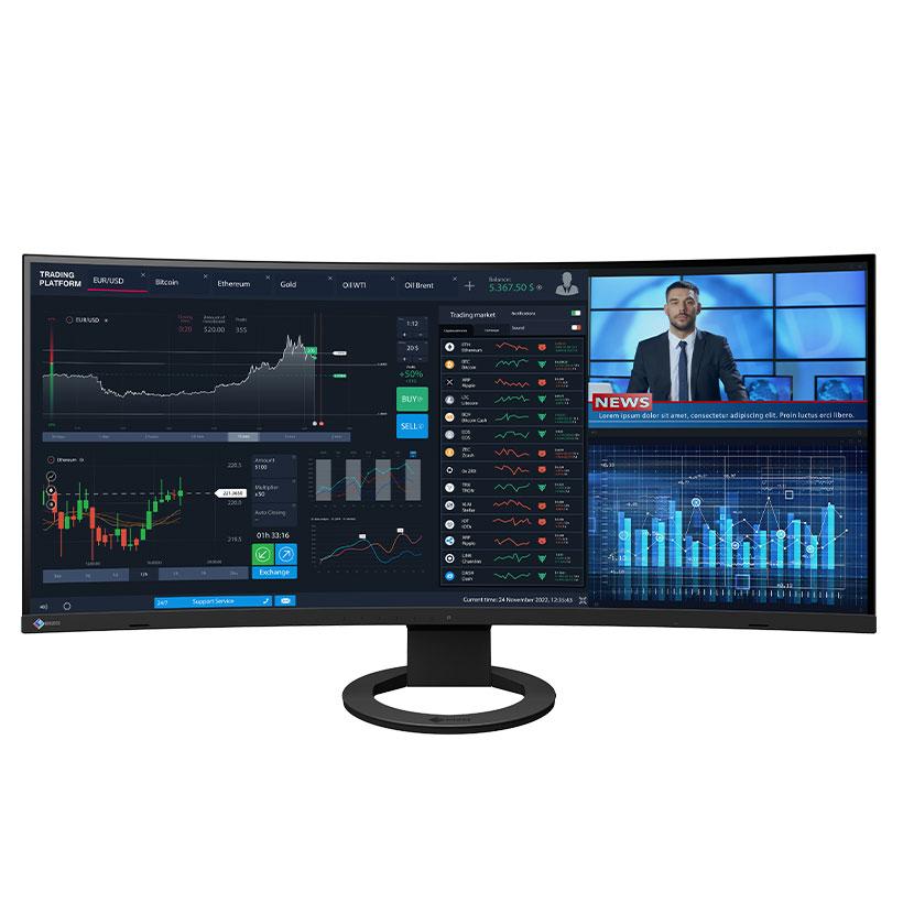 【EIZO】 37.5型 EV3895-WT EIZO 37.5インチウルトラワイドモニタ- EV3895-BK 上下昇降機能