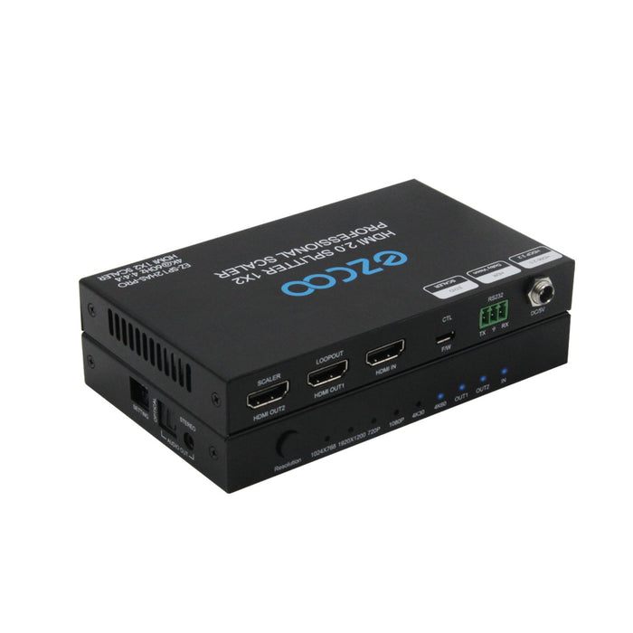 EZCOO EZ-SP12HAS-PRO 4K60 HDMIスプリッター 1X2（プロフェッショナルスケーラー機能付き）