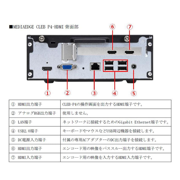 MEDIAEDGE ME-CLEB-P4-H ハードディスク内蔵型ライブエンコーダー MEDIAEDGE CLEB P4-HDMI