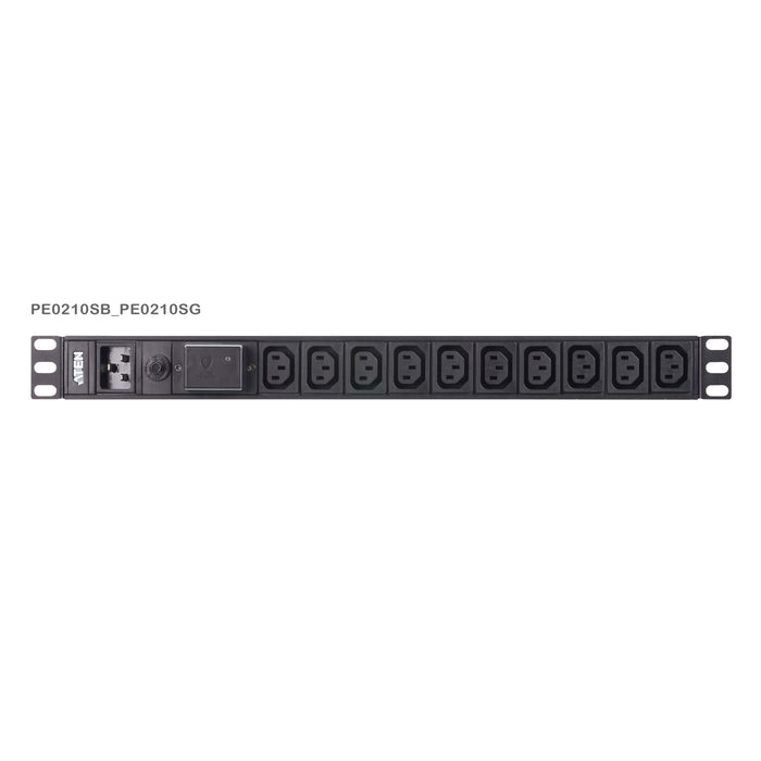 ATEN PE0210SB ラック用電源タップ(0U/200V/20A/IECタイプ10ポート/サージ保護回路付き）