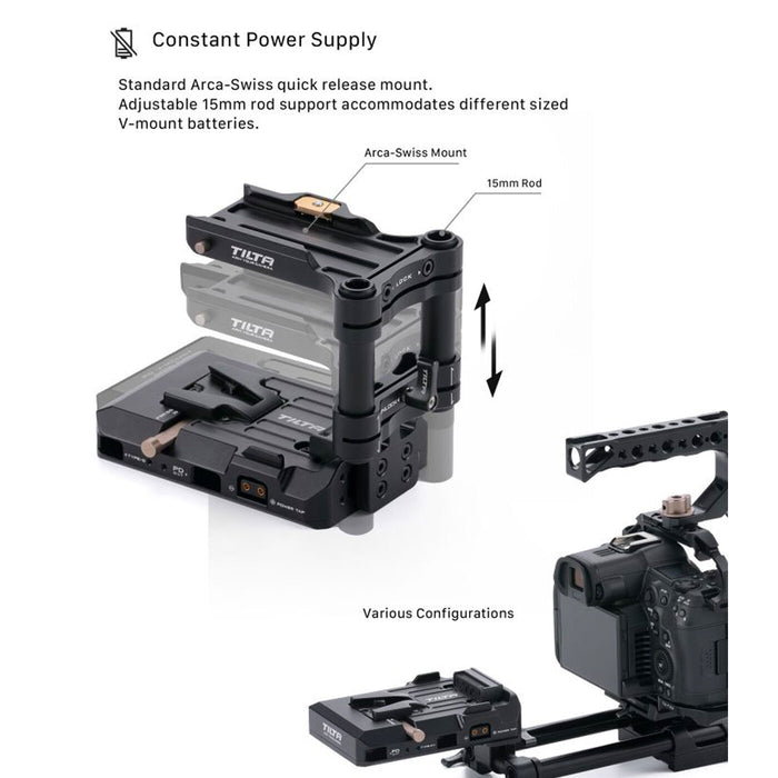 Tilta TA-BSP3-V-B Tiltaing Smart V Mount Battery Baseplate (ARCA) – Black