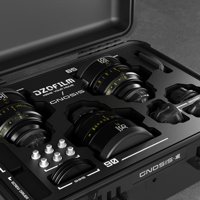 DZOFilm DZO-G28K3LPLM Gnosis Macro プライムレンズ 3本セットB(32mm/65mm/90mm T2.8/LPL&PL&EFマウント/メートル表記/ハードケース付き)