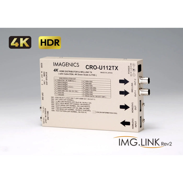 IMAGENICS CRO-U112TX 4K映像対応HDMI信号同軸延長器・送信器（HDMI分配出力付き）