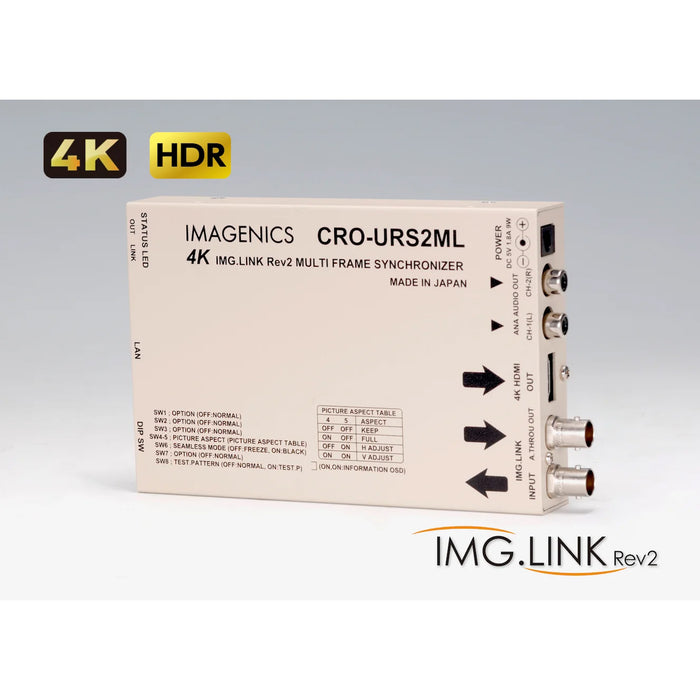 IMAGENICS CRO-URS2ML 4K映像対応HDMI信号同軸延長器・マルチ画面対応受信器（フレームシンクロナイザ内蔵、LAN制御対応）