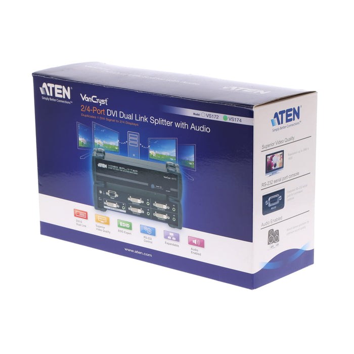 【中古品】ATEN VS174 DVIデュアルリンク 4分配器（オーディオ対応）