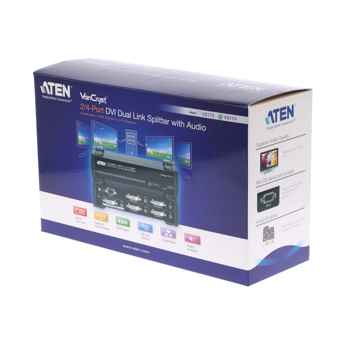 【中古品】ATEN VS174 DVIデュアルリンク 4分配器（オーディオ対応）